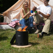 El Campo Portable Wax-Burning Fire Pit – Clean-Burning, No-Wood Fuel with 8-Hour Wax Refill – Compact and Durable for Camping, Travel, and Outdoor Use – Black Steel Finish