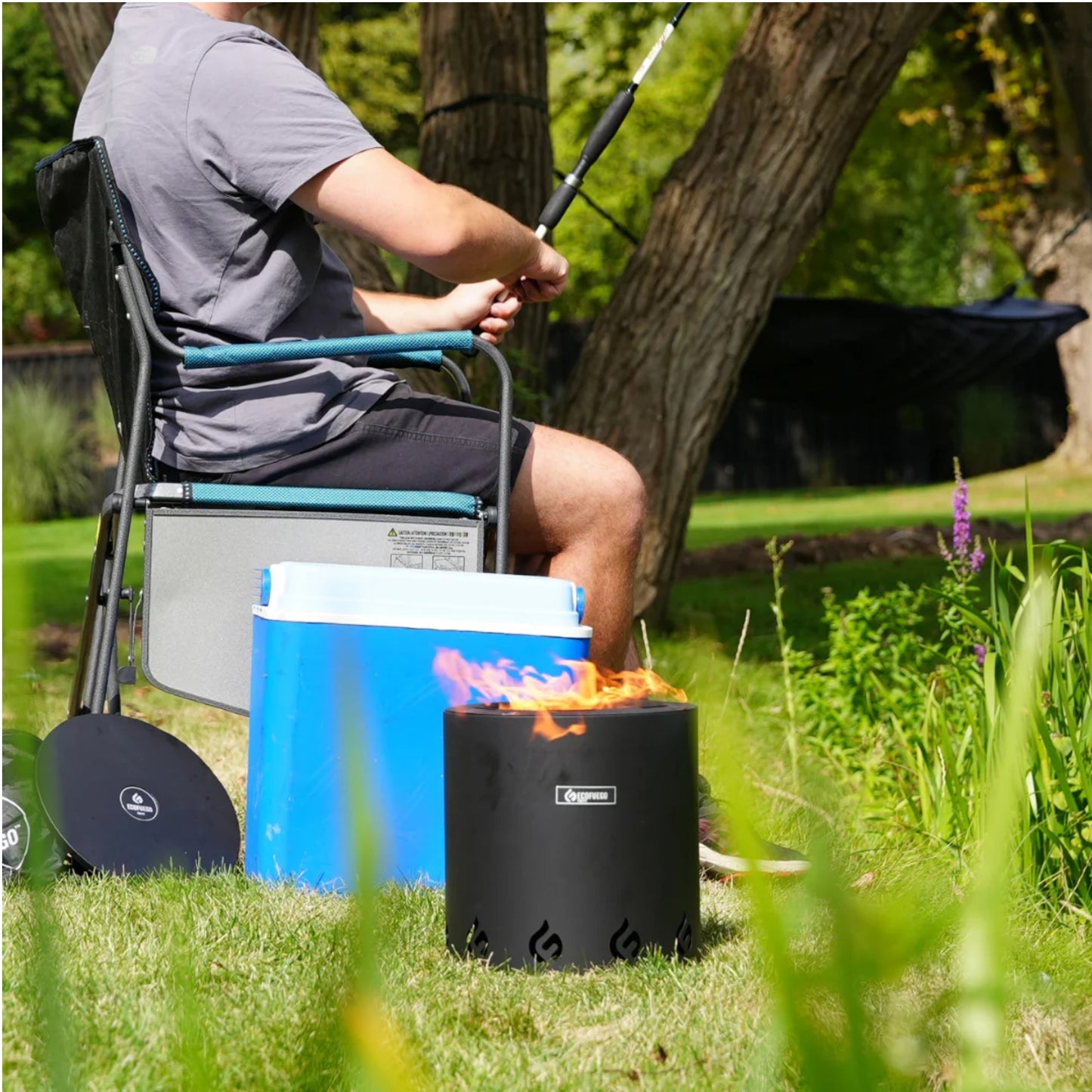 El Campo Portable Wax-Burning Fire Pit – Clean-Burning, No-Wood Fuel with 8-Hour Wax Refill – Compact and Durable for Camping, Travel, and Outdoor Use – Black Steel Finish