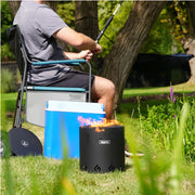 El Campo Portable Wax-Burning Fire Pit – Clean-Burning, No-Wood Fuel with 8-Hour Wax Refill – Compact and Durable for Camping, Travel, and Outdoor Use – Black Steel Finish