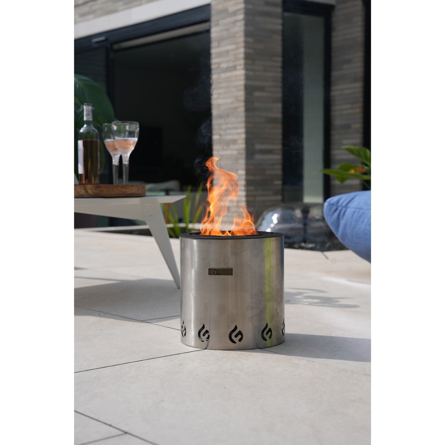 El Campo Portable Wax-Burning Fire Pit – Clean-Burning, No-Wood Fuel with 8-Hour Wax Refill – Compact and Durable for Camping, Travel, and Outdoor Use – Stainless Steel Finish