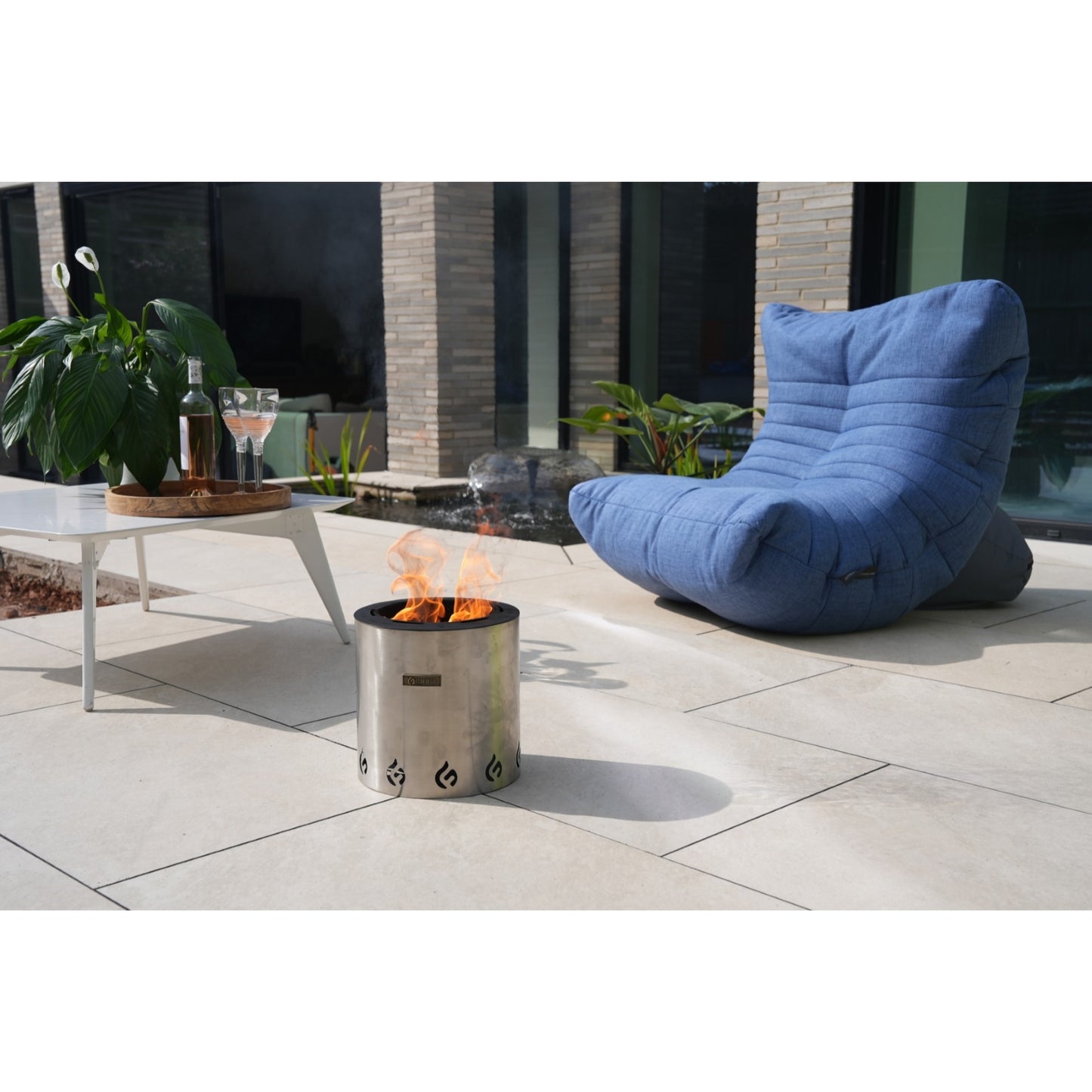 El Campo Portable Wax-Burning Fire Pit – Clean-Burning, No-Wood Fuel with 8-Hour Wax Refill – Compact and Durable for Camping, Travel, and Outdoor Use – Stainless Steel Finish