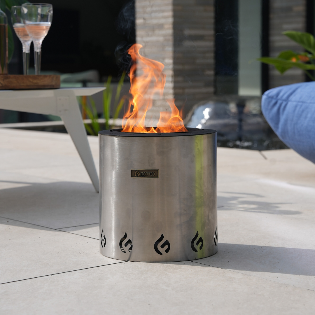 El Campo Portable Wax-Burning Fire Pit – Clean-Burning, No-Wood Fuel with 8-Hour Wax Refill – Compact and Durable for Camping, Travel, and Outdoor Use – Stainless Steel Finish