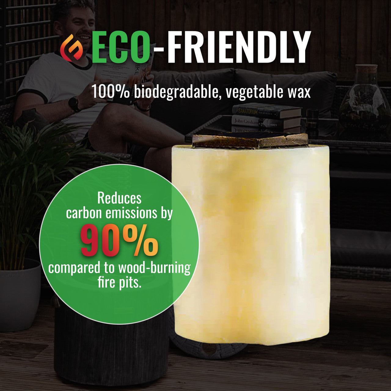 Eco Fuego Wax Refill, 2 x 8-Hour Burns for El Fuego Fire Pit, 100% Biodegradable Vegetable Wax, Efficient Smokeless Fuel, Sustainably Warm, Original (Pack of 2)