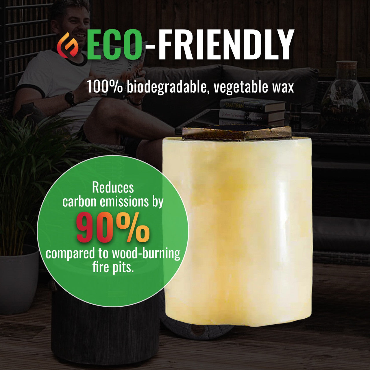 Eco Fuego Wax Refill, 2 x 8-Hour Burns for El Fuego Fire Pit, 100% Biodegradable Vegetable Wax, Efficient Smokeless Fuel, Sustainably Warm, Original & Citronella (Pack of 2)